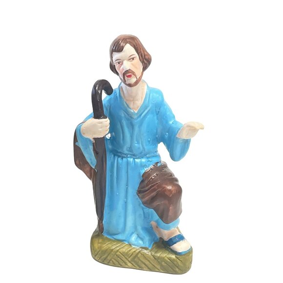 Vintage Hand-Painted Ceramic Nativity Figurines Set Of 2 Mother Mary Joseph - Picture 3 of 7